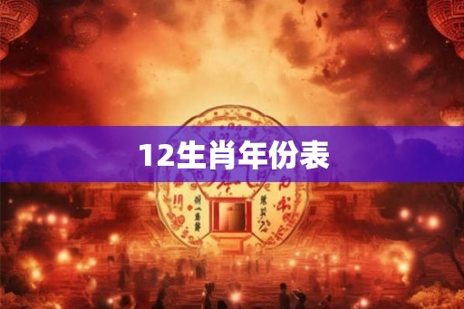 12生肖年份表