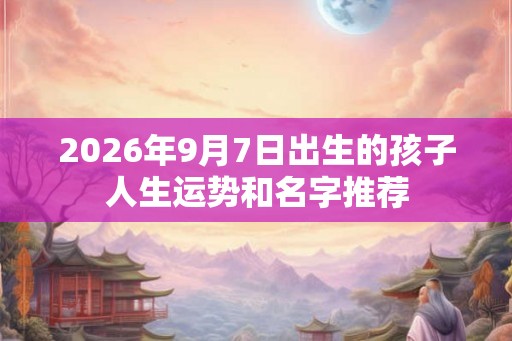2026年9月7日出生的孩子人生运势和名字推荐