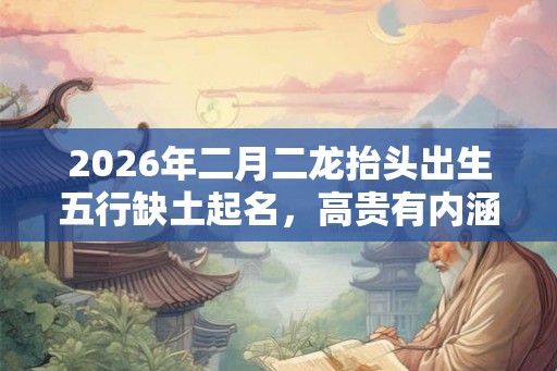 2026年二月二龙抬头出生五行缺土起名，高贵有内涵的