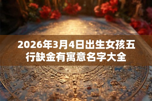 2026年3月4日出生女孩五行缺金有寓意名字大全