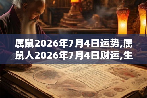 属鼠2026年7月4日运势,属鼠人2026年7月4日财运,生肖鼠2026年7月4日运势