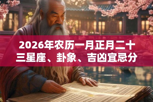 2026年农历一月正月二十三星座、卦象、吉凶宜忌分析！