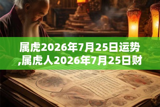 属虎2026年7月25日运势,属虎人2026年7月25日财运,生肖虎2026年7月25日运势