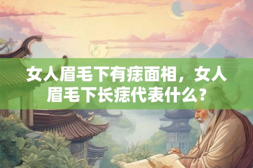 女人眉毛下有痣面相，女人眉毛下长痣代表什么？