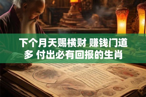 下个月天赐横财 赚钱门道多 付出必有回报的生肖