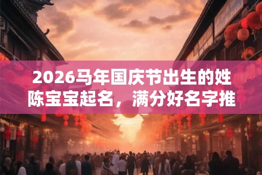 2026马年国庆节出生的姓陈宝宝起名，满分好名字推荐