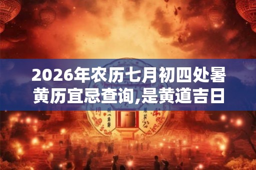 2026年农历七月初四处暑黄历宜忌查询,是黄道吉日吗? 2026年农历七月初四处暑黄历宜忌查询,是黄道吉日吗?
