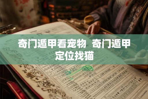 奇门遁甲看宠物  奇门遁甲定位找猫