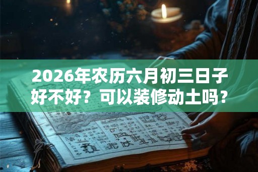 2026年农历六月初三日子好不好?可以装修动土吗? 2026年农历六月初三日子好不好?可以装修动土吗?