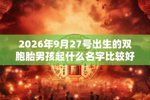 2026年9月27号出生的双胞胎男孩起什么名字比较好，五行属什么