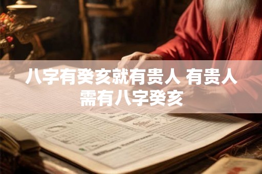八字有癸亥就有贵人 有贵人需有八字癸亥
