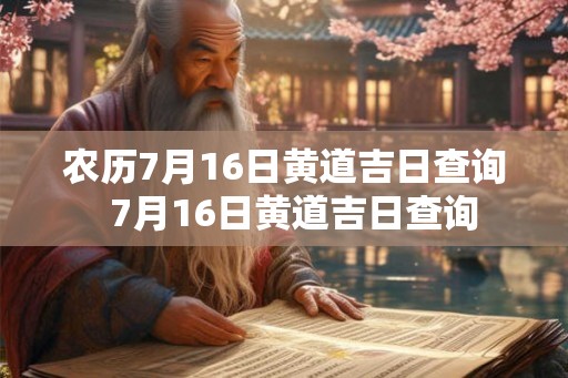 农历7月16日黄道吉日查询  7月16日黄道吉日查询