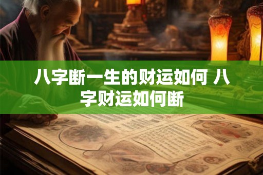 八字断一生的财运如何 八字财运如何断