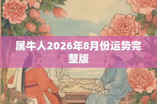 属牛人2026年8月份运势完整版