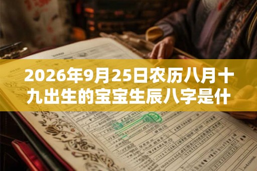 2026年9月25日农历八月十九出生的宝宝生辰八字是什么
