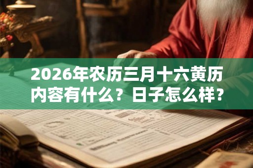 2026年农历三月十六黄历内容有什么？日子怎么样？