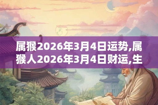 属猴2026年3月4日运势,属猴人2026年3月4日财运,生肖猴2026年3月4日运势