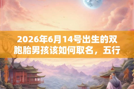 2026年6月14号出生的双胞胎男孩该如何取名，五行属什么