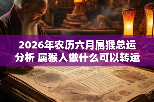 2026年农历六月属猴总运分析 属猴人做什么可以转运