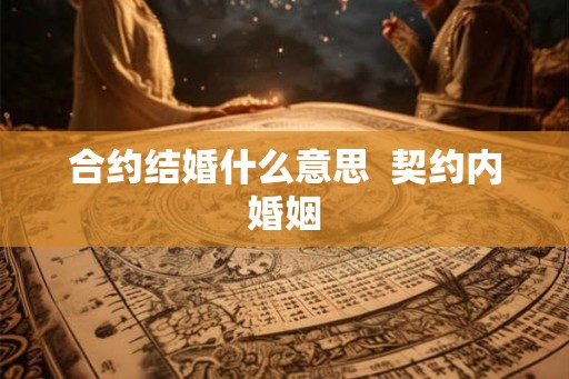 合约结婚什么意思  契约内婚姻