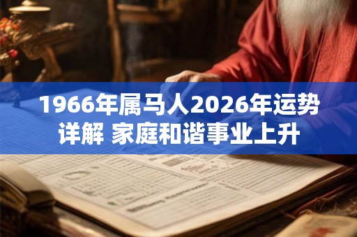 1966年属马人2026年运势详解 家庭和谐事业上升
