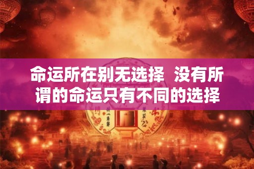 命运所在别无选择  没有所谓的命运只有不同的选择