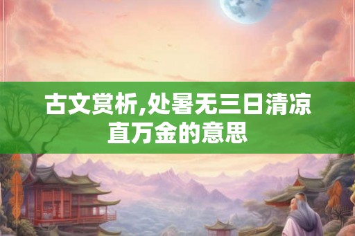 古文赏析,处暑无三日清凉直万金的意思