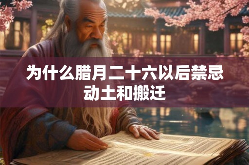 为什么腊月二十六以后禁忌动土和搬迁 为什么腊月二十六以后禁忌动土和搬迁
