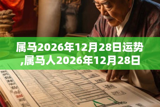 属马2026年12月28日运势,属马人2026年12月28日财运,生肖马2026年12月28日运势