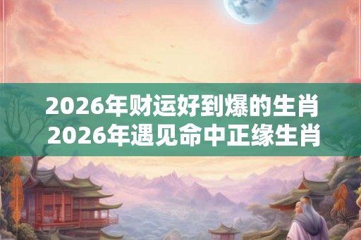 2026年财运好到爆的生肖 2026年遇见命中正缘生肖