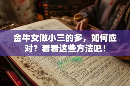 金牛女做小三的多，如何应对？看看这些方法吧！