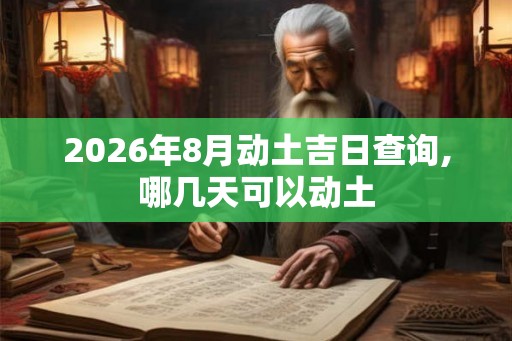 2026年8月动土吉日查询,哪几天可以动土