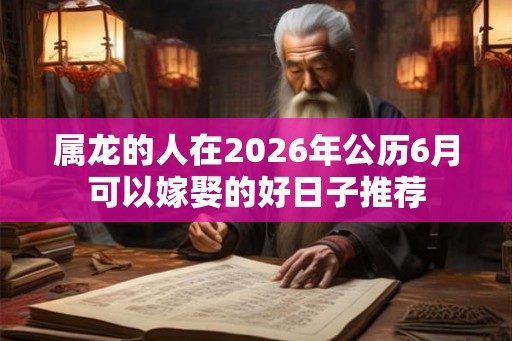 属龙的人在2026年公历6月可以嫁娶的好日子推荐