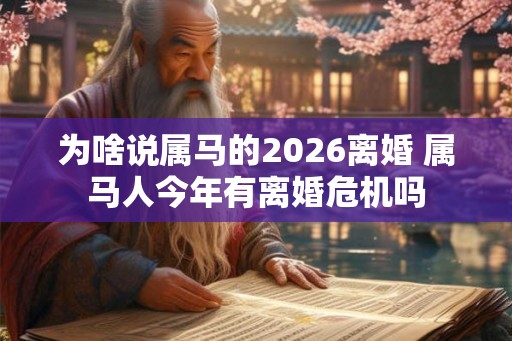 为啥说属马的2026离婚 属马人今年有离婚危机吗