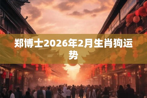 郑博士2026年2月生肖狗运势