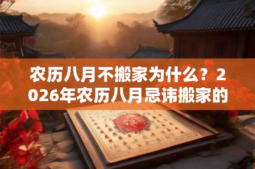 农历八月不搬家为什么？2026年农历八月忌讳搬家的日子