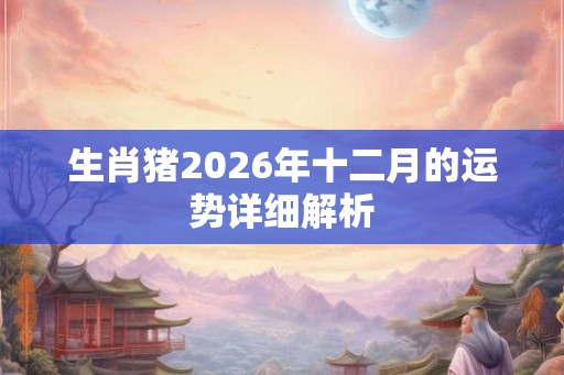 生肖猪2026年十二月的运势详细解析