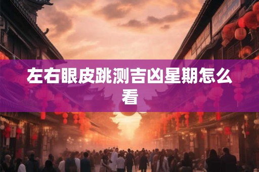 左右眼皮跳测吉凶星期怎么看