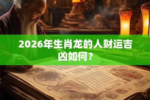 2026年生肖龙的人财运吉凶如何? 2026年生肖龙的人财运吉凶如何?