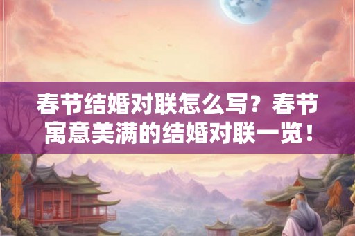 春节结婚对联怎么写?春节寓意美满的结婚对联一览! 春节结婚对联怎么写?春节寓意美满的结婚对联一览!