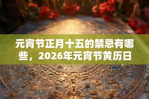 元宵节正月十五的禁忌有哪些，2026年元宵节黄历日子宜忌查询