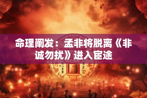 命理阐发：孟非将脱离《非诚勿扰》进入宦途