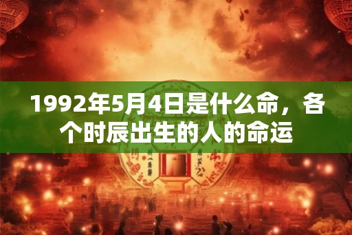1992年5月4日是什么命，各个时辰出生的人的命运