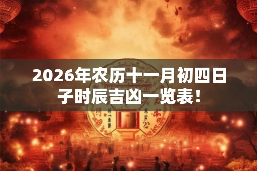 2026年农历十一月初四日子时辰吉凶一览表！