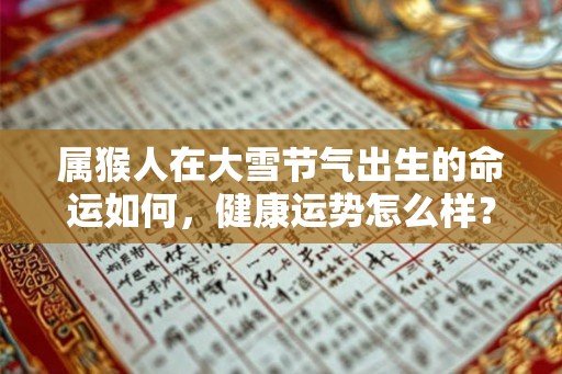 属猴人在大雪节气出生的命运如何，健康运势怎么样？