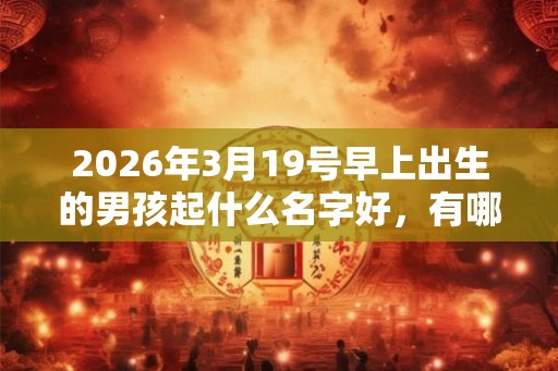 2026年3月19号早上出生的男孩起什么名字好，有哪些好名字推荐？