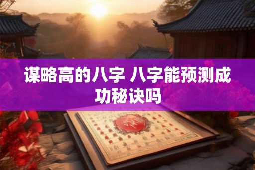 谋略高的八字 八字能预测成功秘诀吗