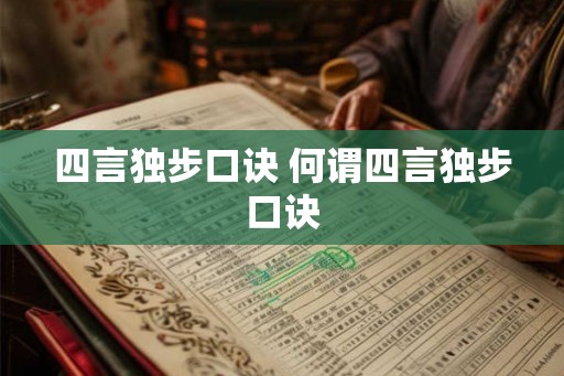 四言独步口诀 何谓四言独步口诀