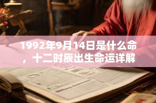 1992年9月14日是什么命,十二时辰出生命运详解 1992年9月14日是什么命,十二时辰出生命运详解