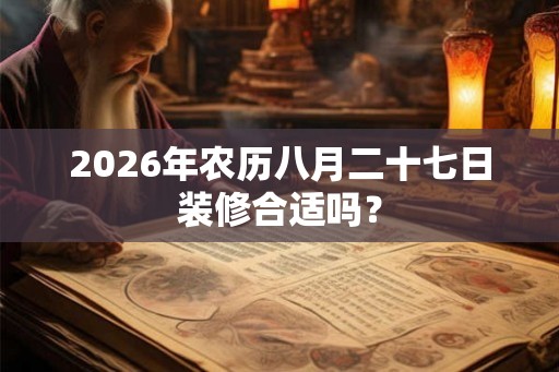 2026年农历八月二十七日装修合适吗？